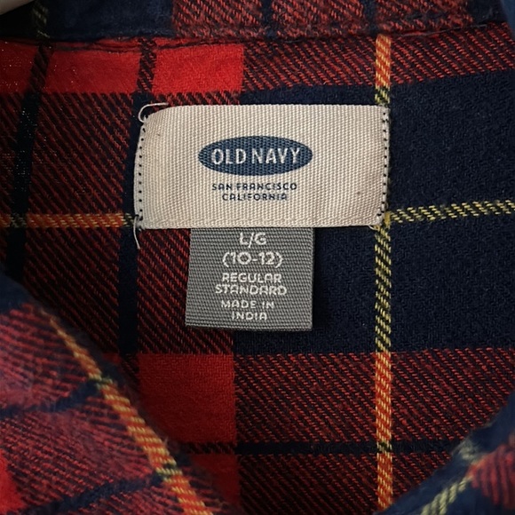 Red and navy plaid size 10–12 Old Navy shirt - Picture 2 of 4